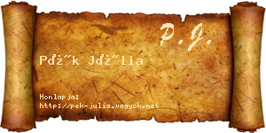 Pék Júlia névjegykártya
